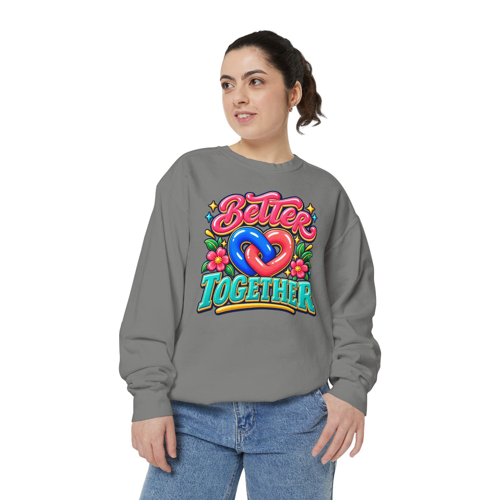 Better Together Heart Sweatshirt — Yellow & Aqua
