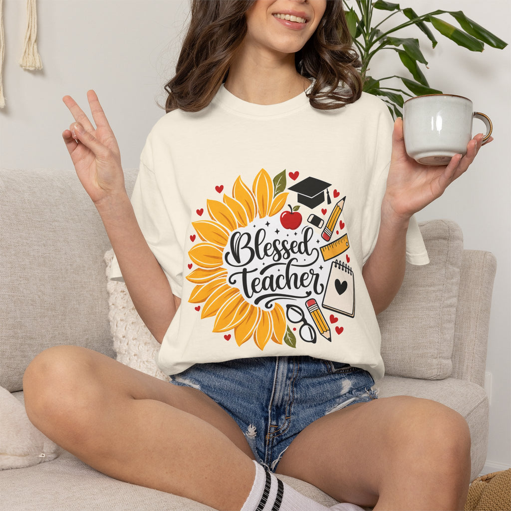 Blessed Teacher Heavyweight Tee 🌻📚✏️