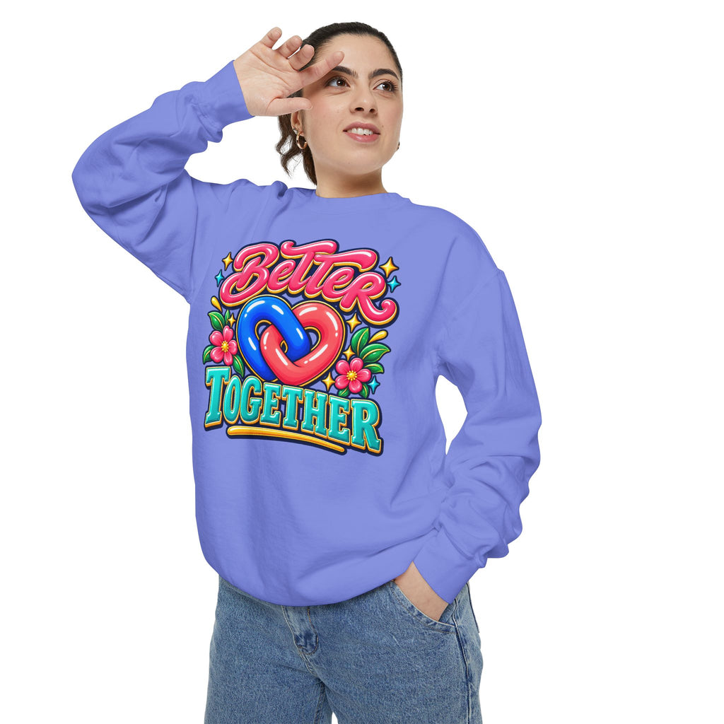 Better Together Heart Sweatshirt — Yellow & Aqua