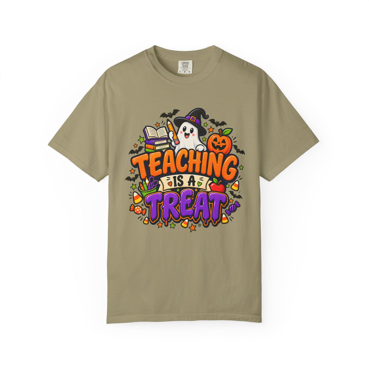 Teaching Is a Treat Halloween T-Shirt — Cute Ghost & Pumpkin Teacher Tee