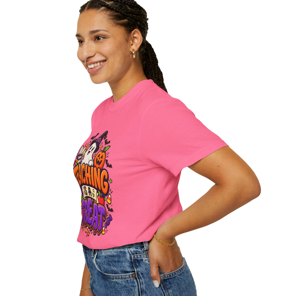 Teaching Is a Treat Halloween T-Shirt — Cute Ghost & Pumpkin Teacher Tee