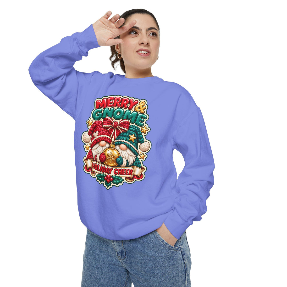 Merry and Gnome Holiday Cheer Sweatshirt — Cute Christmas Design