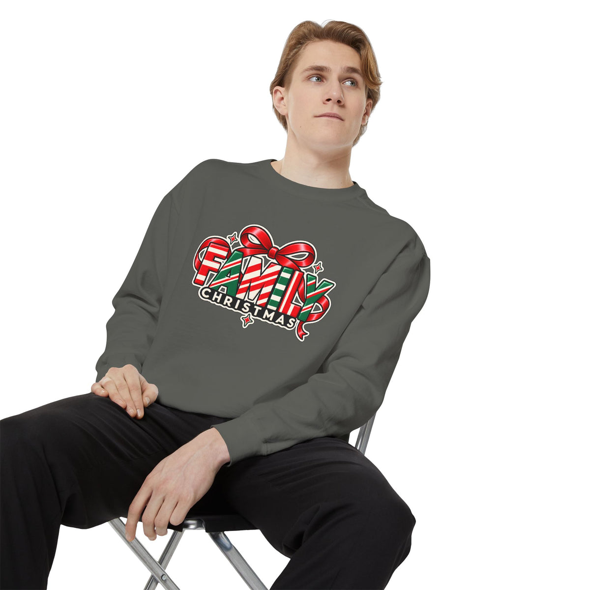 Family Christmas Candy Cane Holiday Sweatshirt