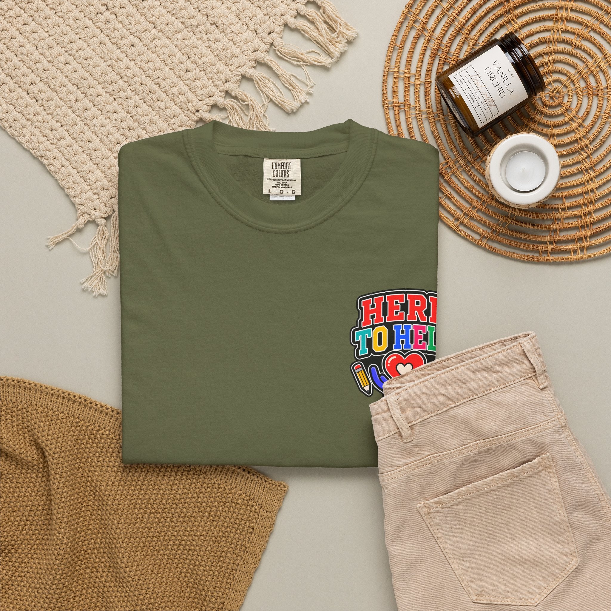 Here to Help School Support Staff Comfort Colors® Tee 🍎✏️