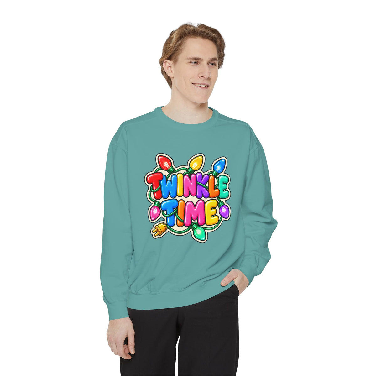 Twinkle Time Christmas - Colorful Holiday Light Graphic  Sweatshirt