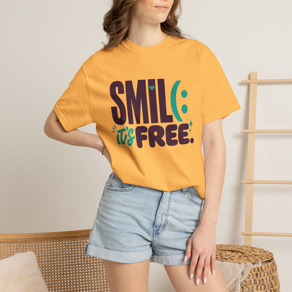 SMIL(: IT’S FREE. Plum & Teal Garment-Dyed Graphic Tee