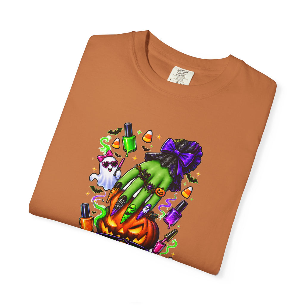 Nail Witch Halloween Tee – Adult Unisex Nail Tech & Beauty Salon Shirt