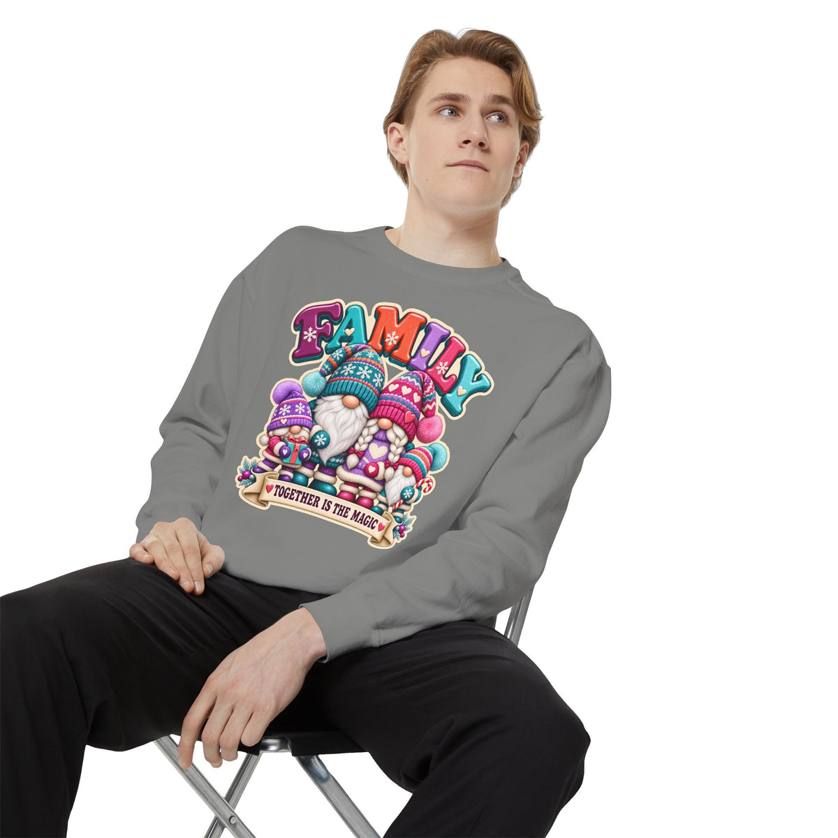 Family Gnomes "Together Is The Magic" Cozy Christmas Sweatshirt
