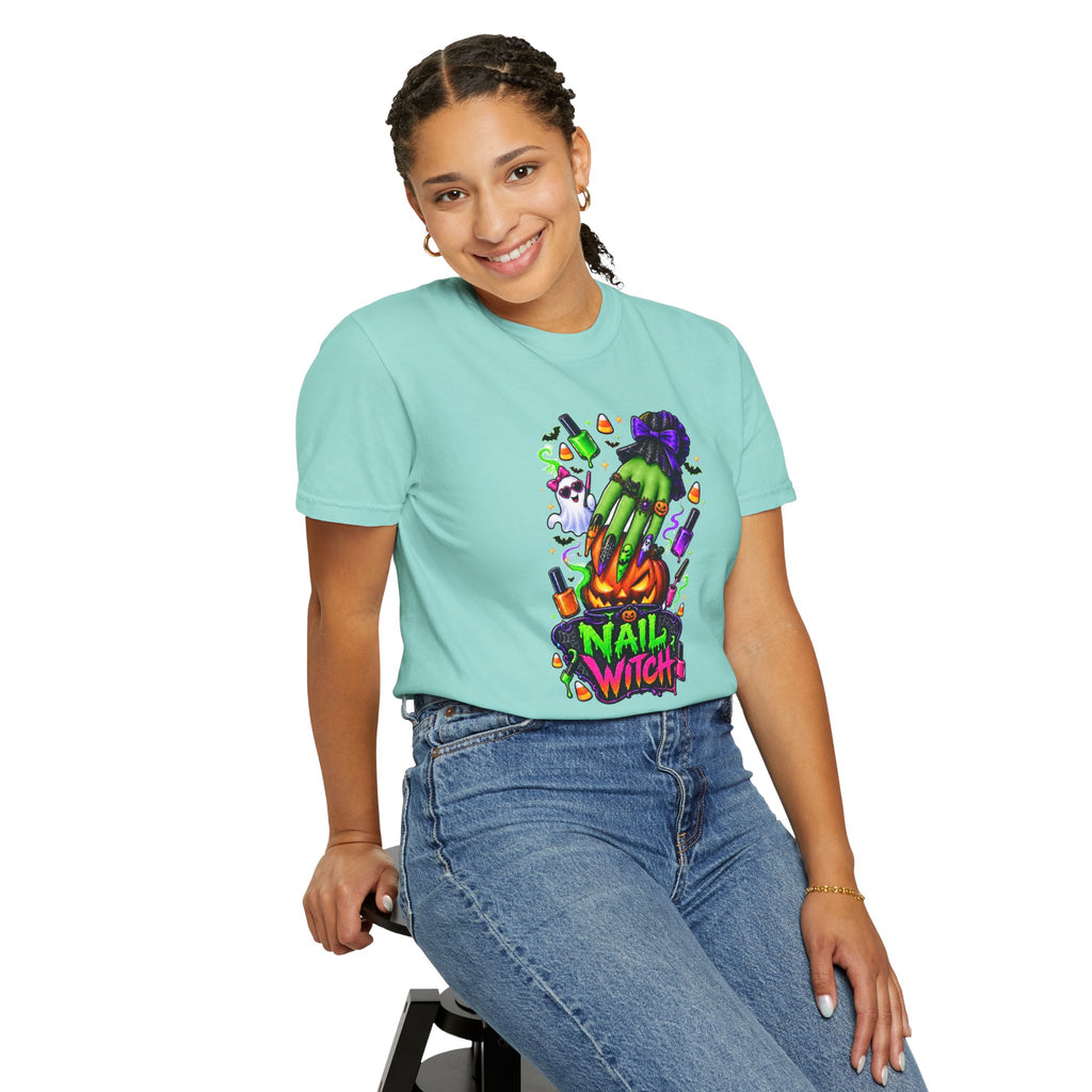 Nail Witch Halloween Tee – Adult Unisex Nail Tech & Beauty Salon Shirt