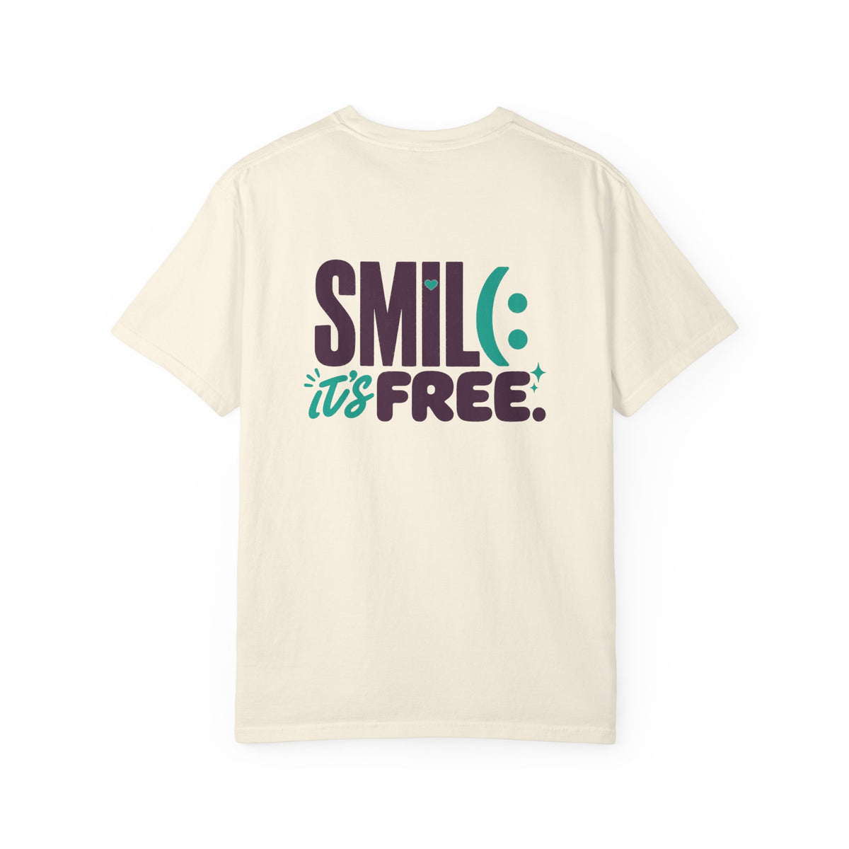 SMIL(: IT’S FREE. Front & Back Garment-Dyed Graphic Tee