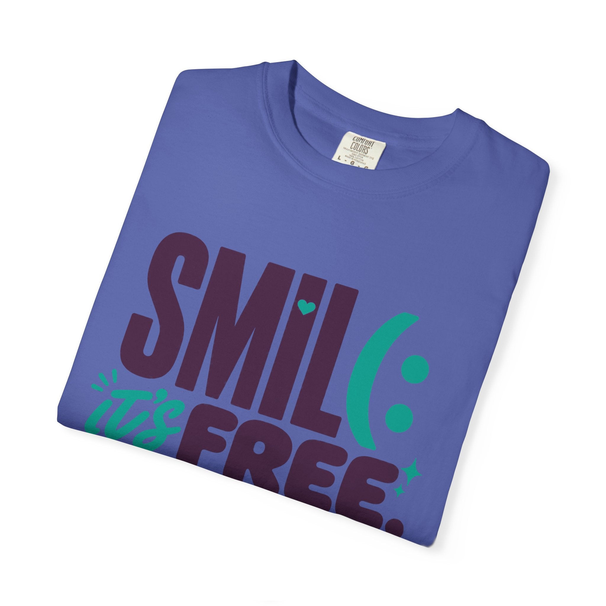 SMIL(: IT’S FREE. Plum & Teal Garment-Dyed Graphic Tee