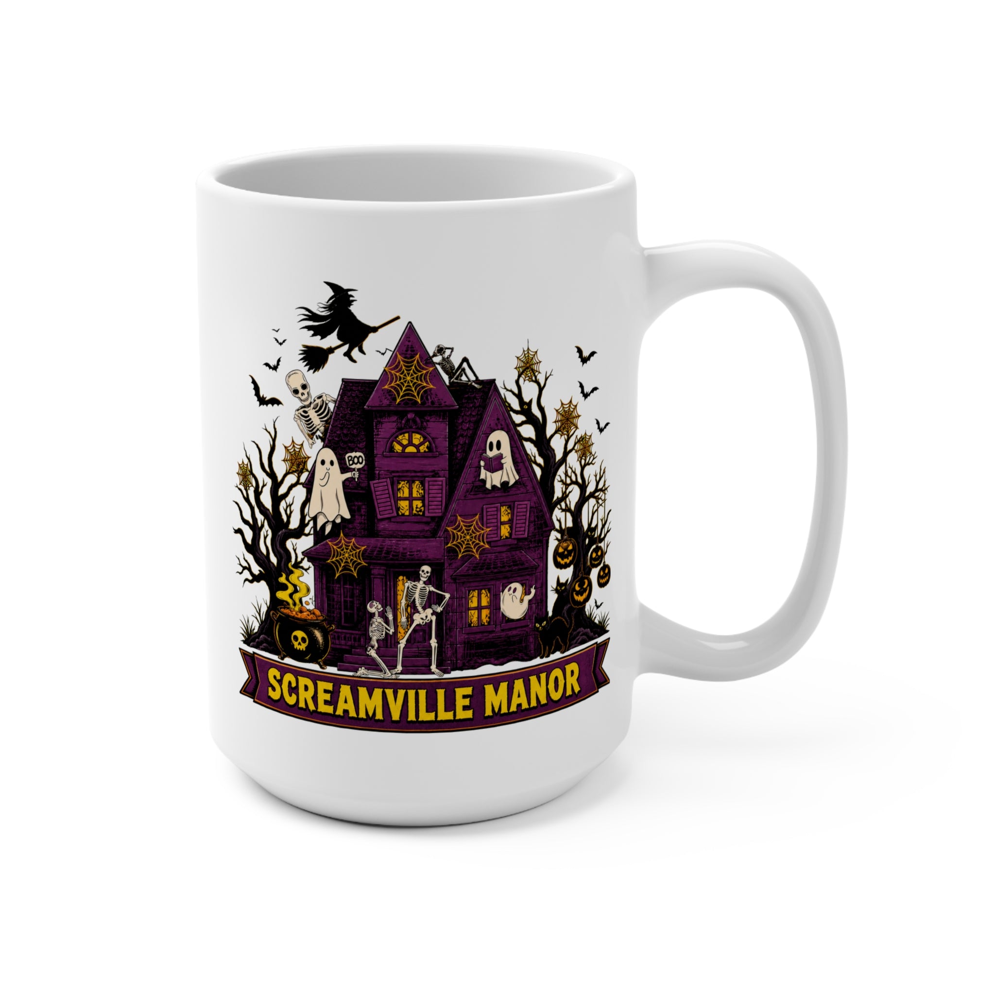 Screamville Manor Mug - Haunted House Halloween Coffee Cup - Spooky Gothic Ceramic Mug - Halloween Gift