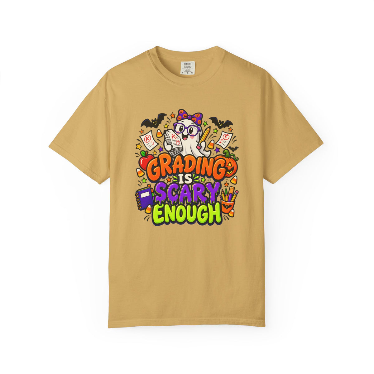 Grading Is Scary Enough T-Shirt — Halloween Teacher Funny Tee