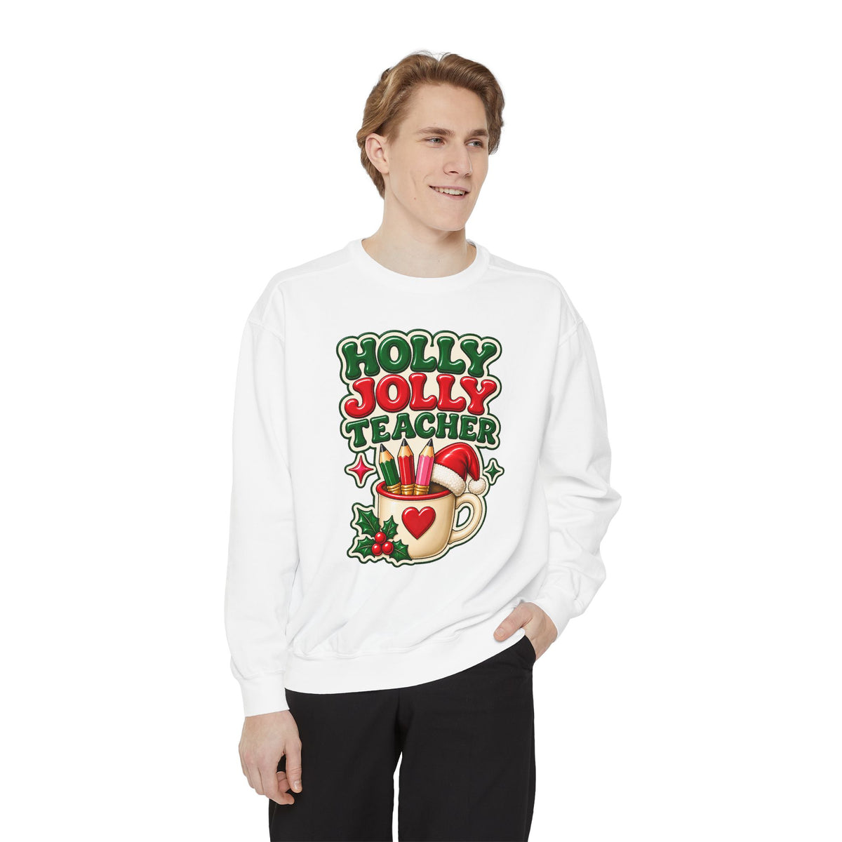 Holly Jolly Teacher Sweatshirt – Christmas Mug Holiday Teacher Gift
