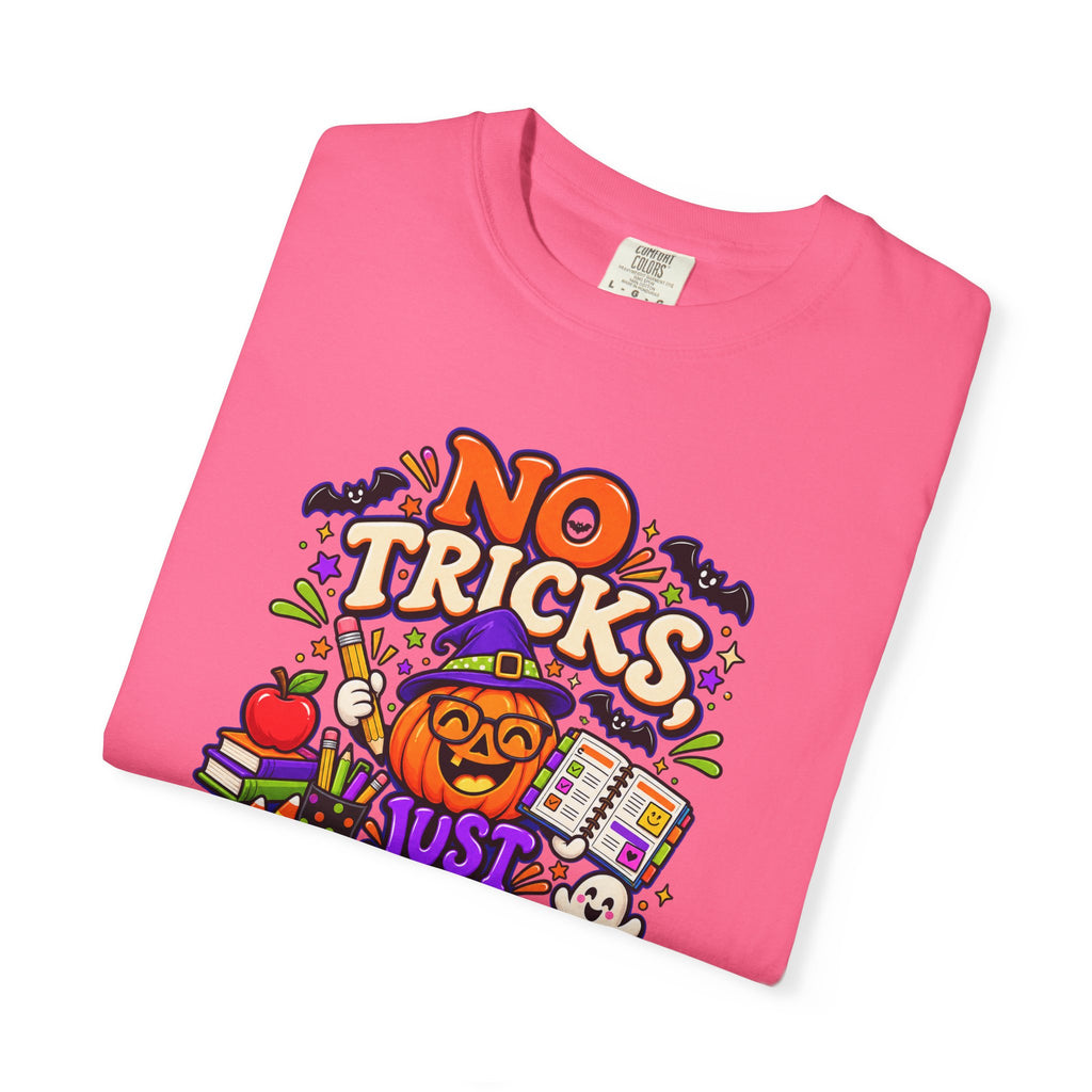 Halloween Teacher T-Shirt - "No Tricks, Just Lesson Plans"