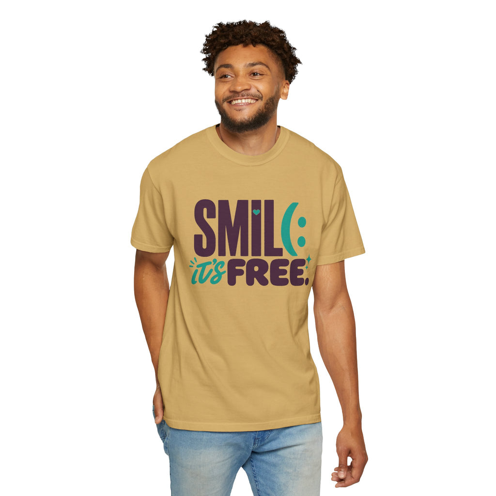 SMIL(: IT’S FREE. Plum & Teal Garment-Dyed Graphic Tee
