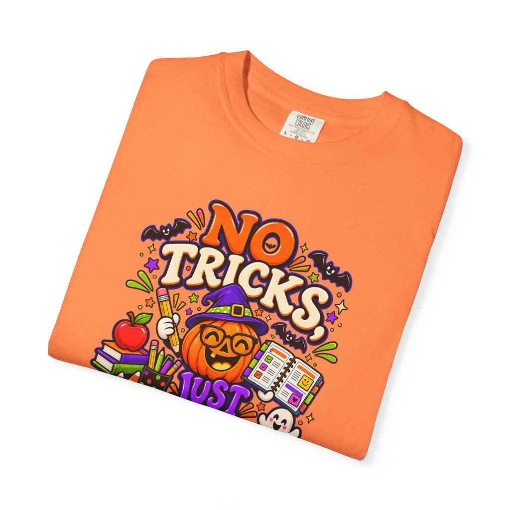 Halloween Teacher T-Shirt - "No Tricks, Just Lesson Plans"