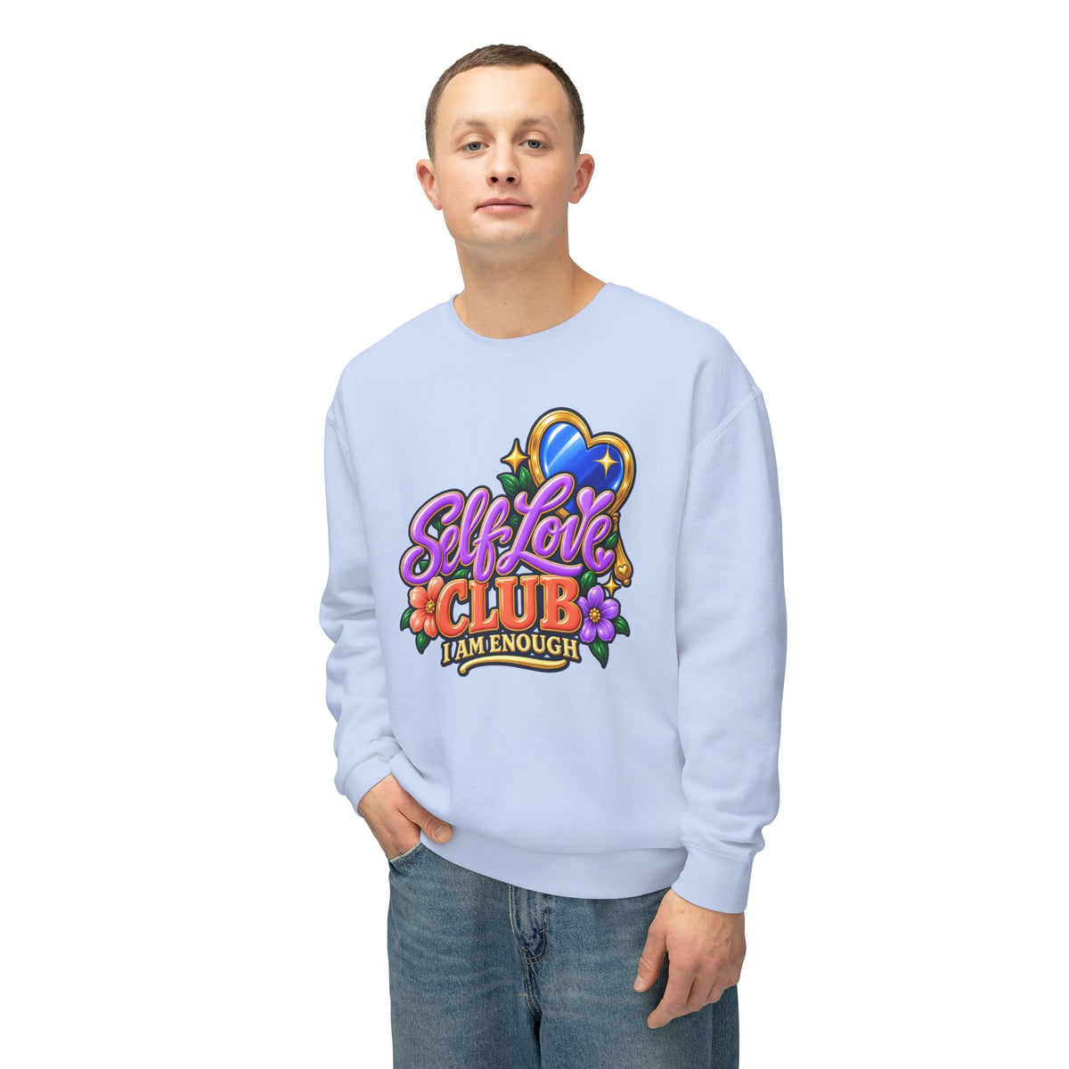 Self Love Club Sweatshirt — "I Am Enough" Graphic Crewneck 💙✨