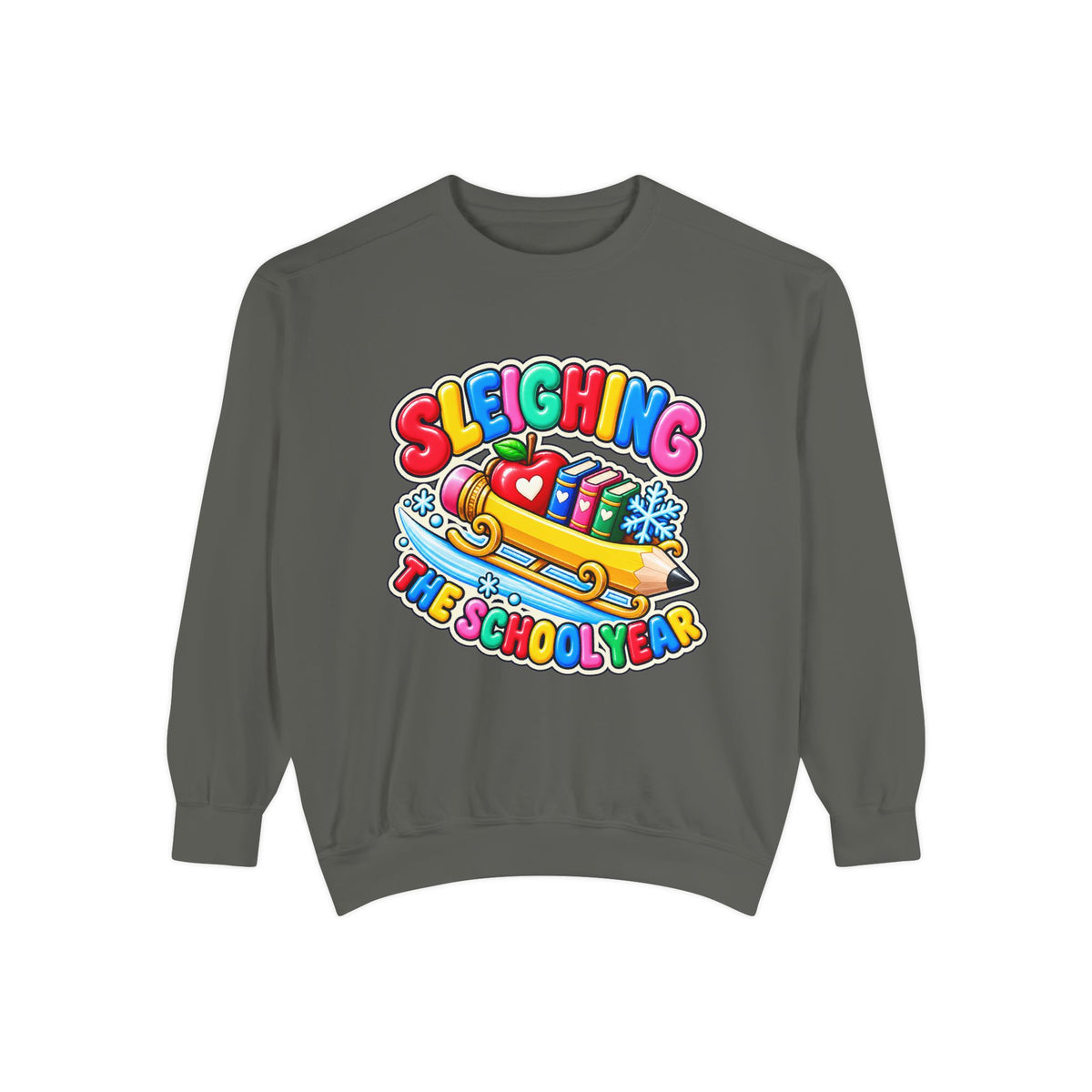 Sleighing the School Year Christmas Sweatshirt 📚🍎❄️