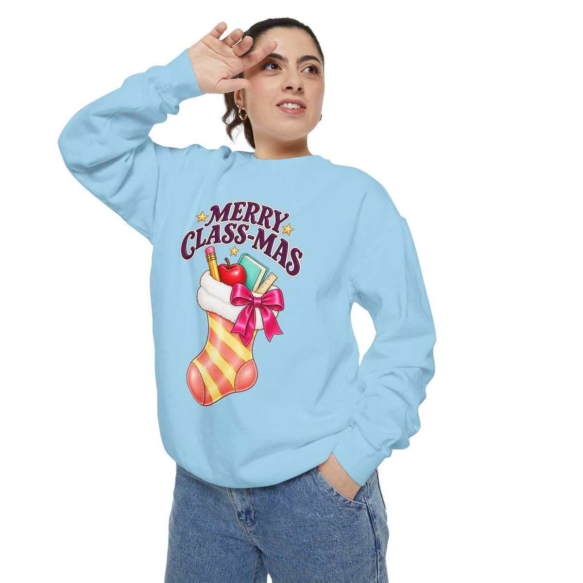Merry Class-mas Sweatshirt – Cute Christmas Stocking Teacher Holiday Sweater
