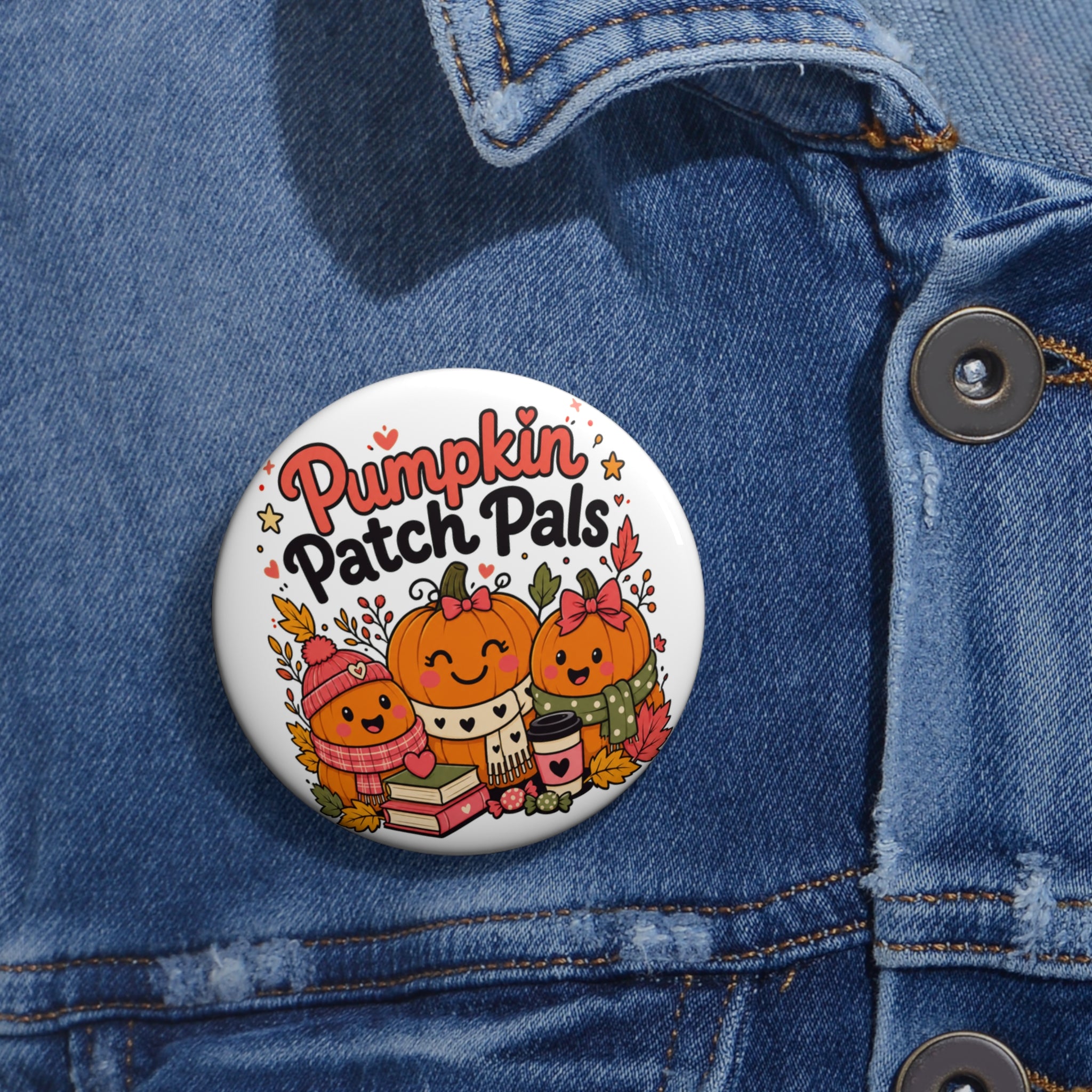 Pumpkin Patch Pals Fall Button Pin, Cute Pumpkin Halloween Badge