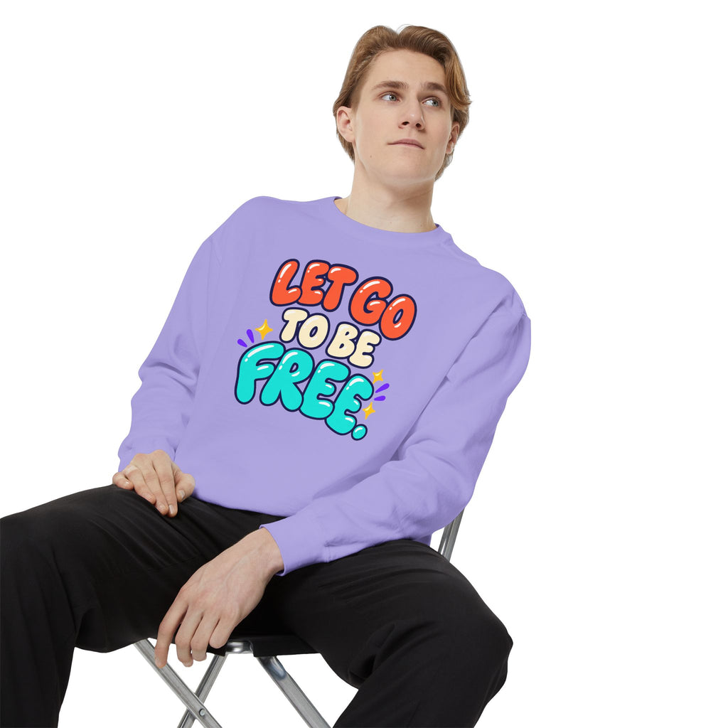 Let Go to Be Free Relaxed-Fit Sweatshirt — Lavender & Gray