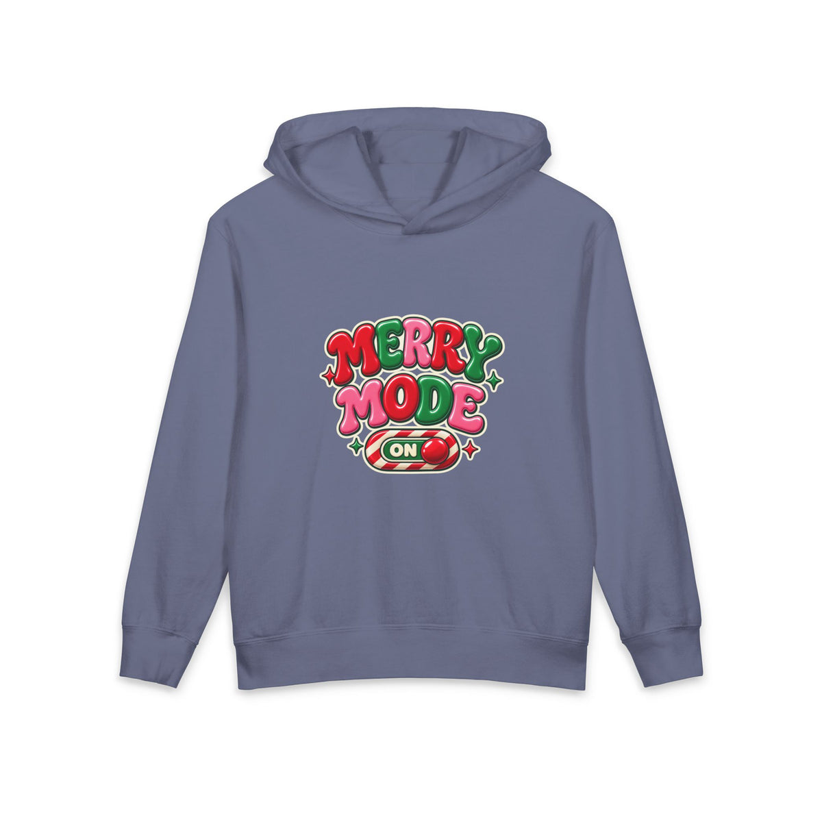 Merry Mode On Youth Hoodie — Cute Christmas Holiday Kids Sweatshirt