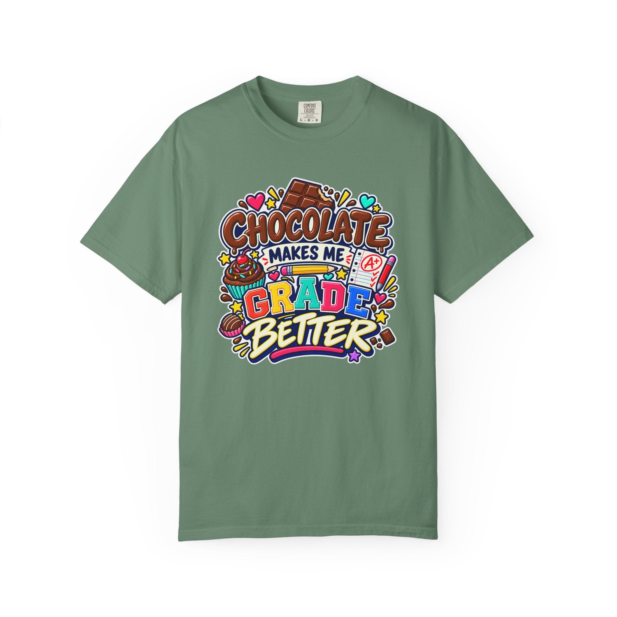 Chocolate Makes Me Grade Better Heavyweight Tee 🍫📚✏️