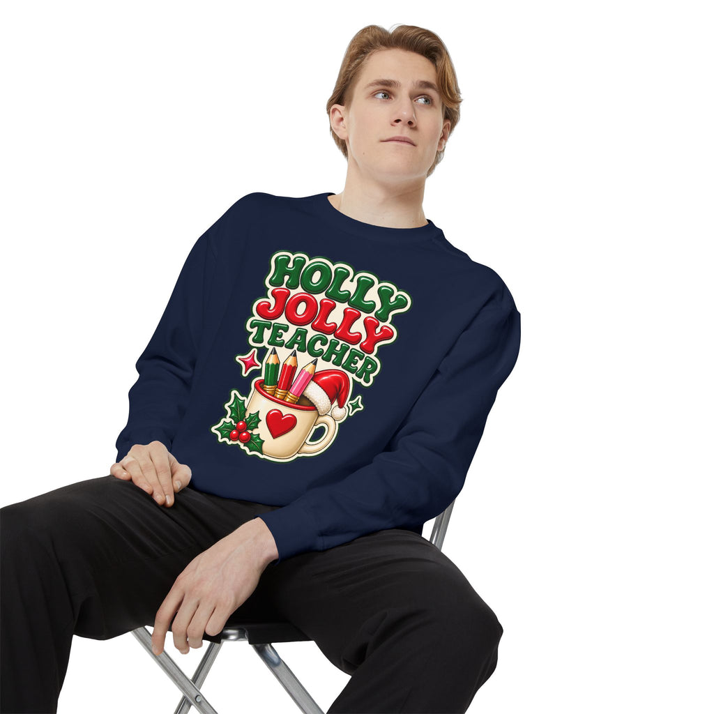 Holly Jolly Teacher Sweatshirt – Christmas Mug Holiday Teacher Gift