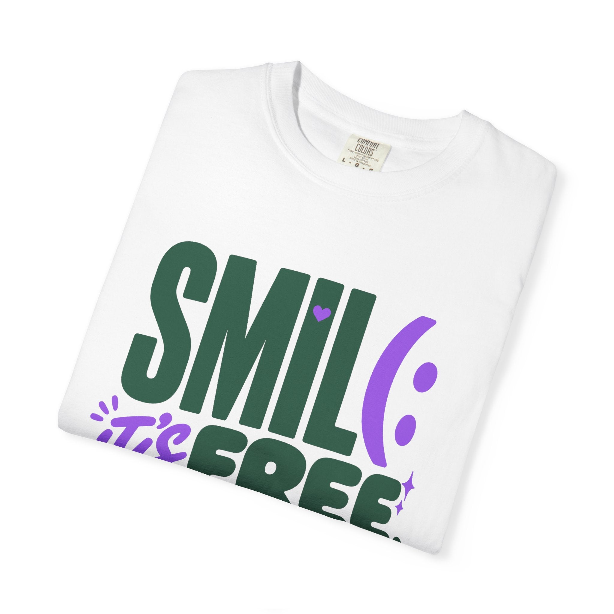 SMIL(: IT’S FREE. Forest Green & Purple Garment-Dyed Graphic Tee