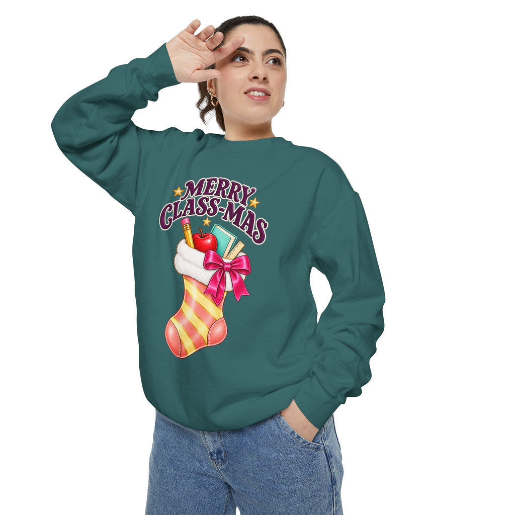 Merry Class-mas Sweatshirt – Cute Christmas Stocking Teacher Holiday Sweater