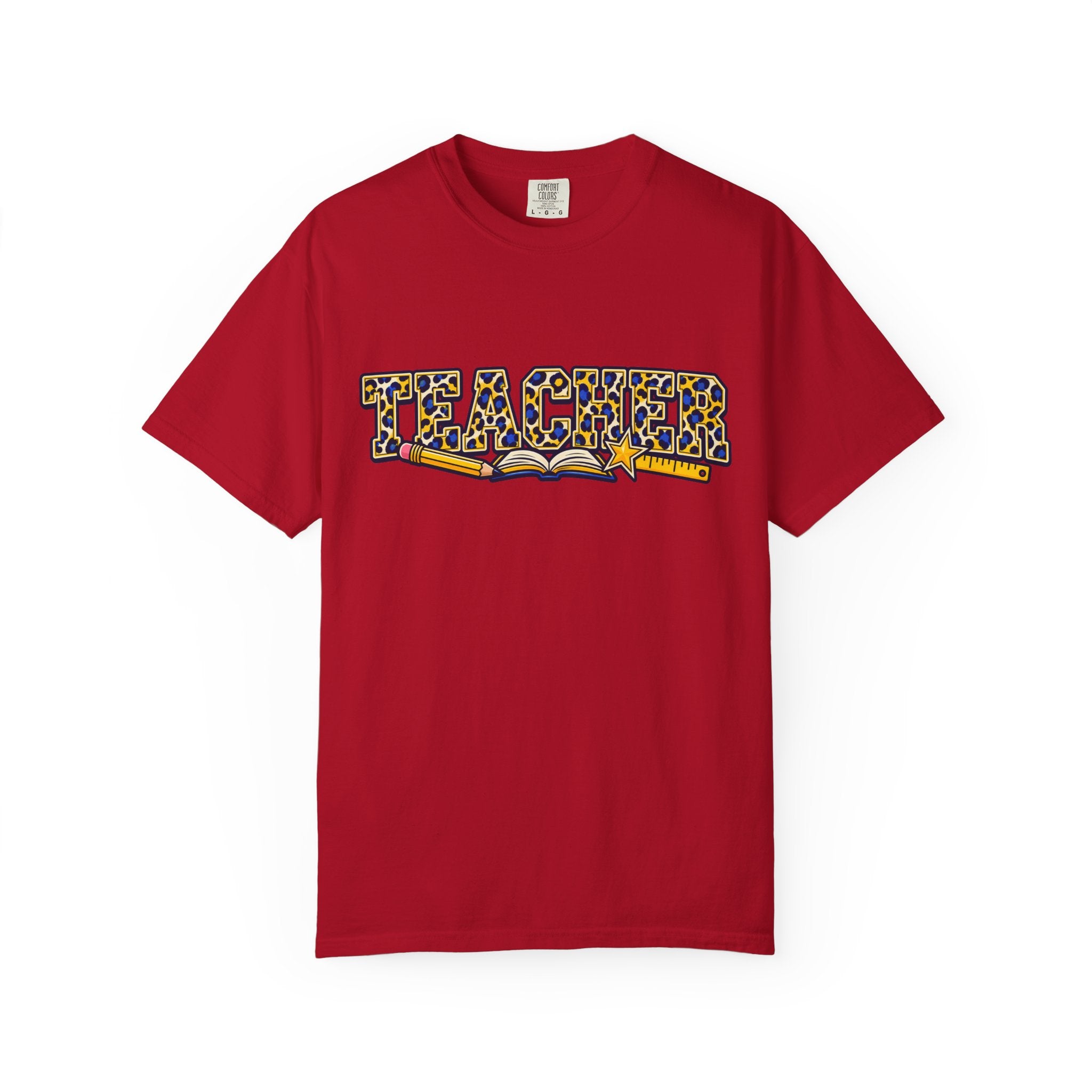Leopard Print Teacher Comfort Colors® Heavyweight Tee 🍎✏️