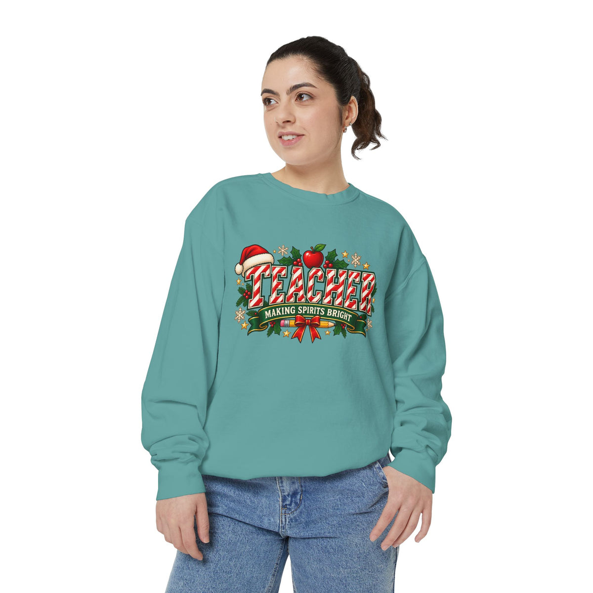 Teacher Making Spirits Bright Christmas Sweatshirt