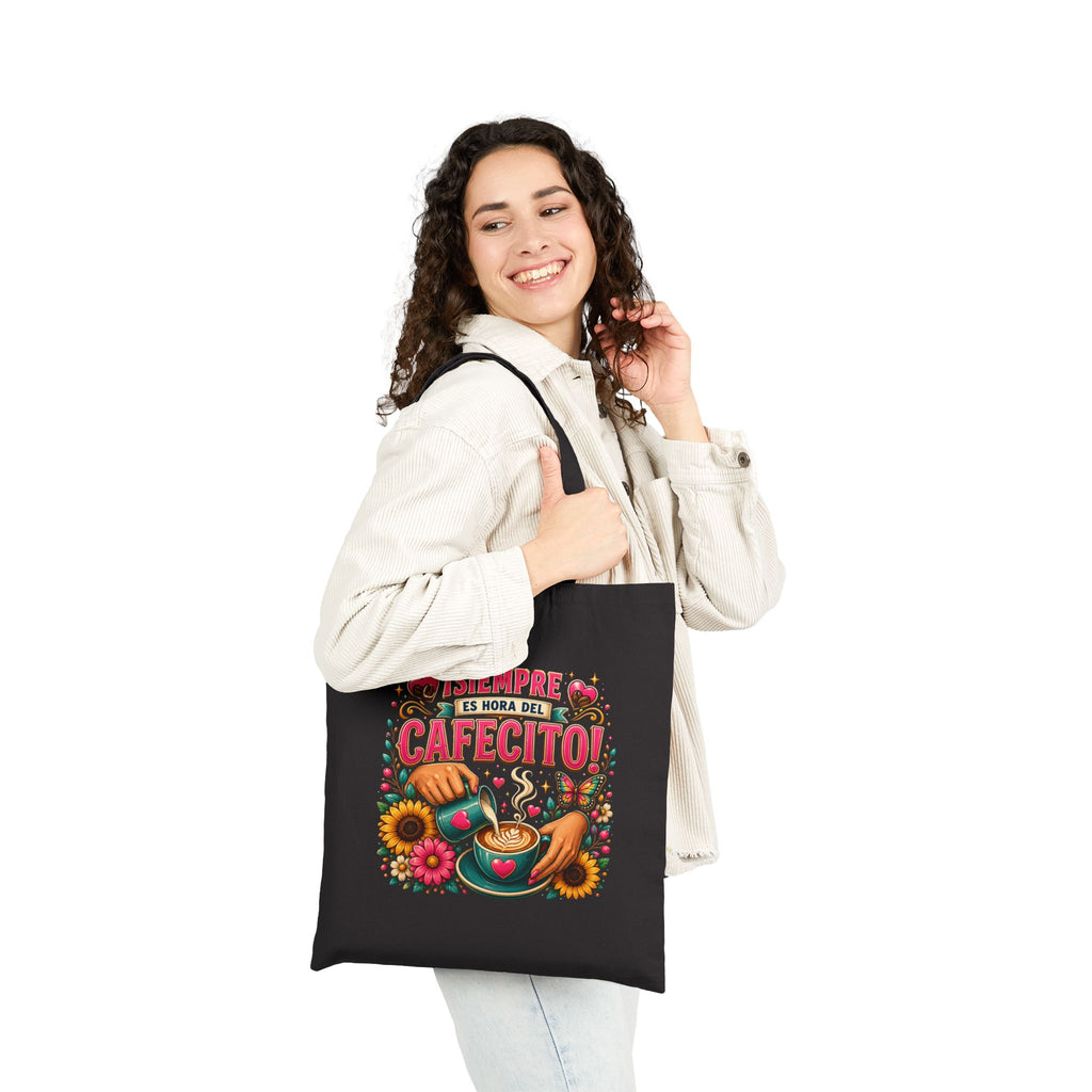 Siempre Es Hora Del Cafecito - Colorful Floral Coffee Tote