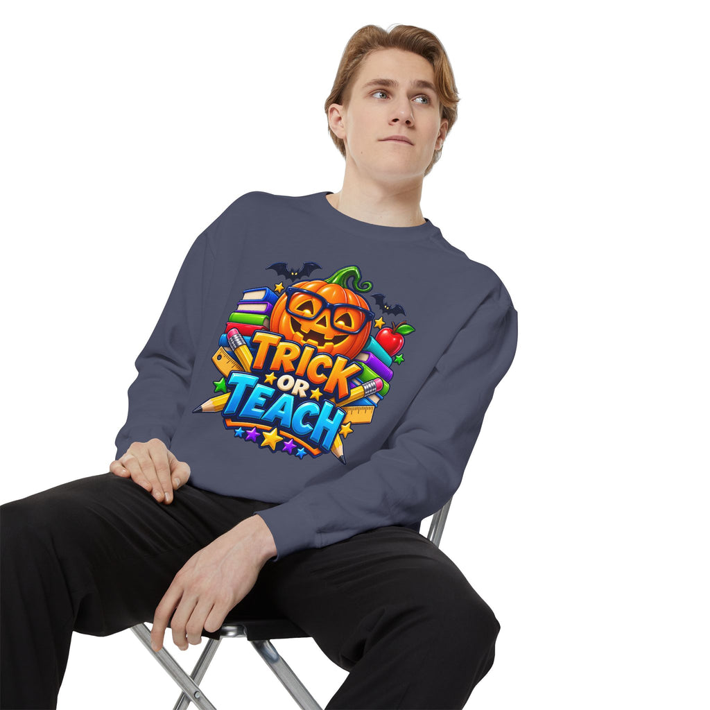 Trick or Teach Halloween Teacher Sweatshirt 🎃📚 | Pumpkin School Crewneck