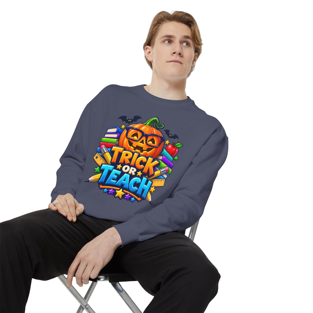 Trick or Teach Halloween Teacher Sweatshirt 🎃📚 | Pumpkin School Crewneck