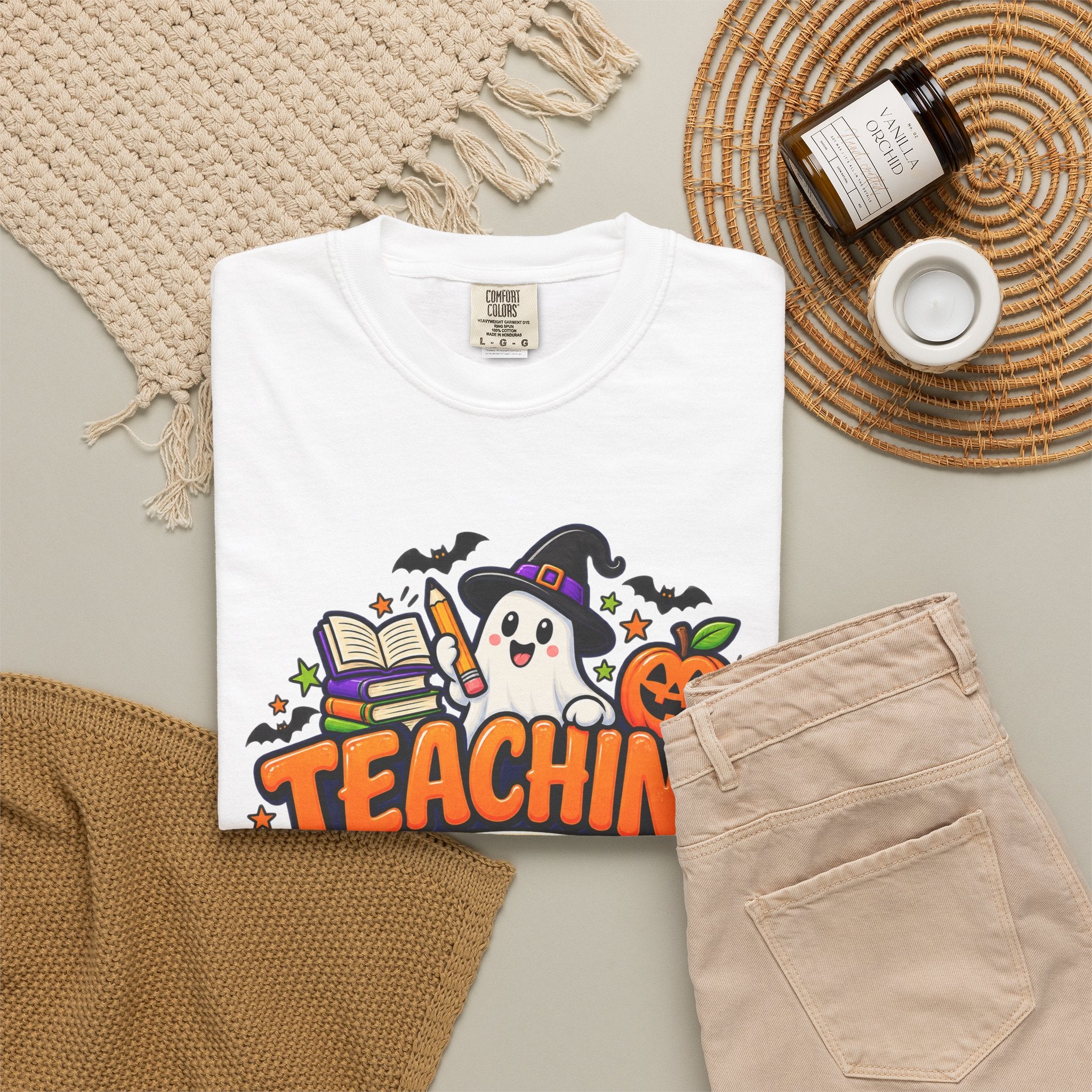 Teaching Is a Treat Halloween T-Shirt — Cute Ghost & Pumpkin Teacher Tee