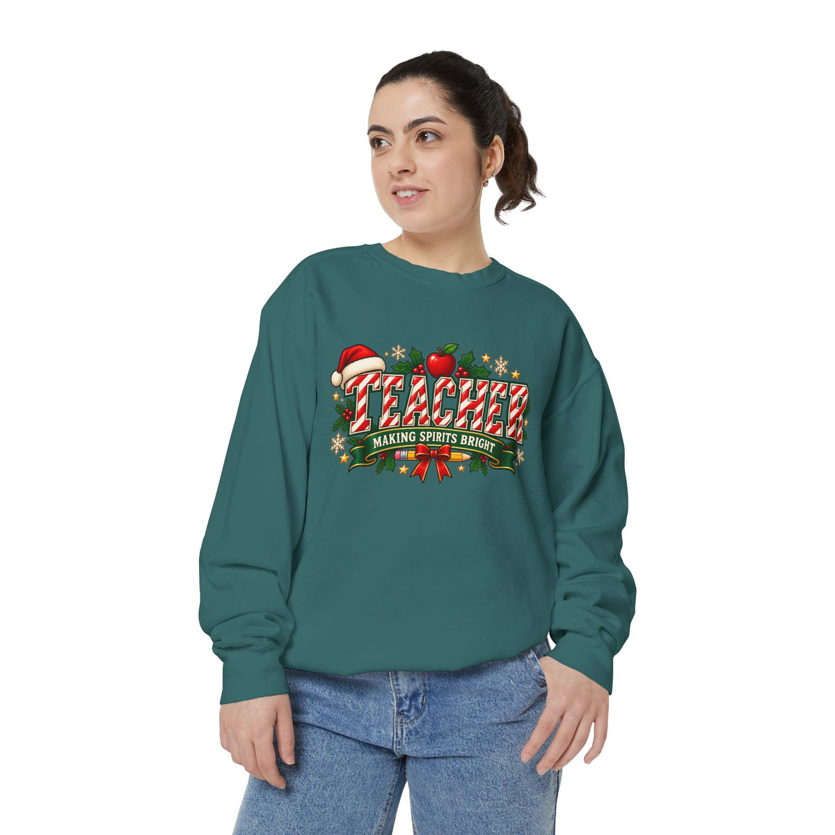 Teacher Making Spirits Bright Christmas Sweatshirt