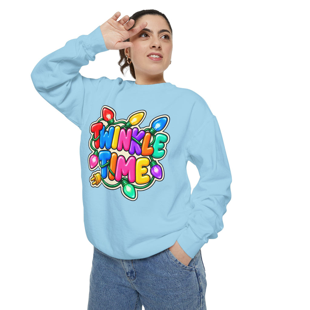 Twinkle Time Christmas - Colorful Holiday Light Graphic  Sweatshirt