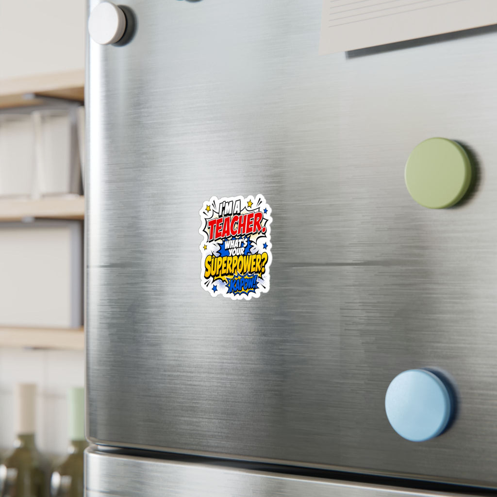 Teacher Superpower Retro Comic Book Die-Cut Decal Vinyl Sticker