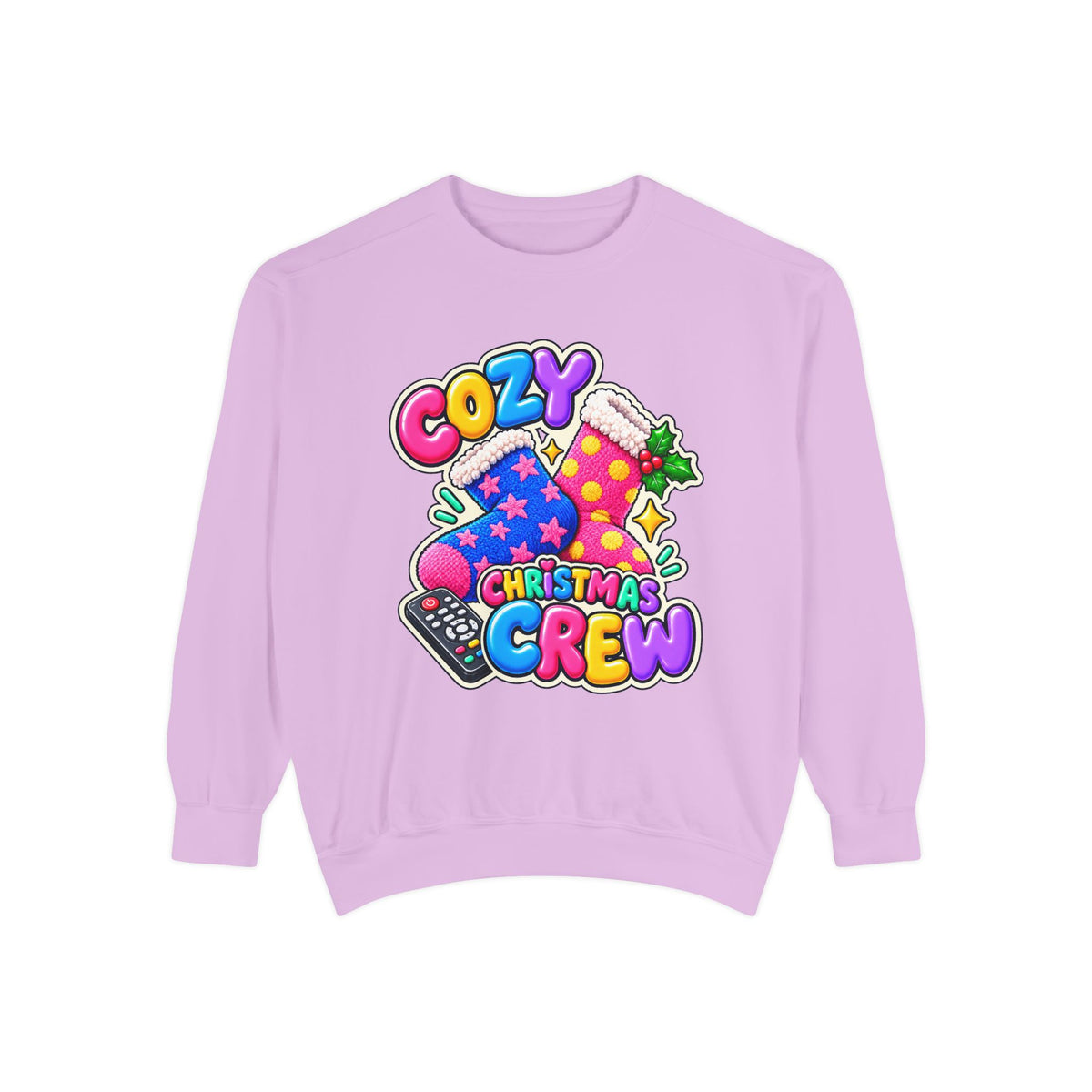 Cozy Christmas Crew Crewneck Sweatshirt 🧦🎄📺