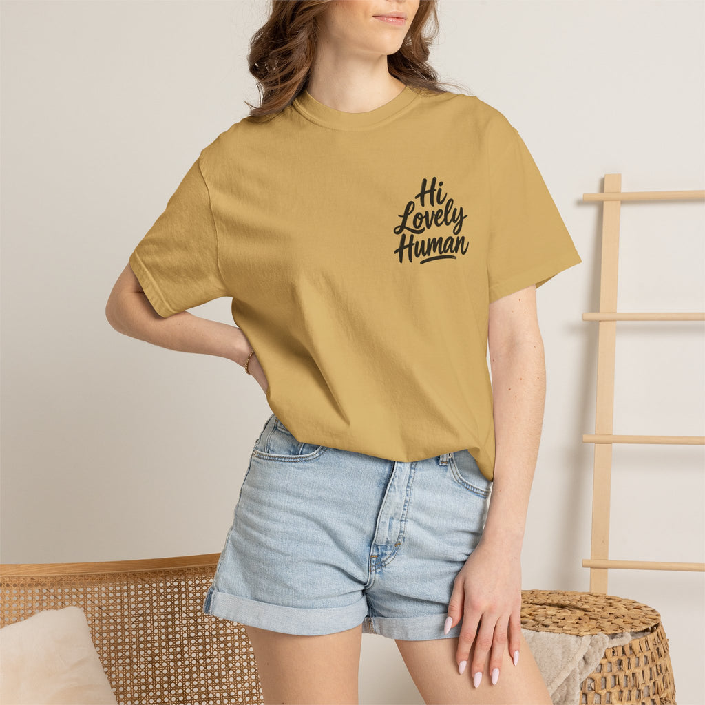 Hi Lovely Human T-Shirt – Positive Message Front & Back Adult Tee