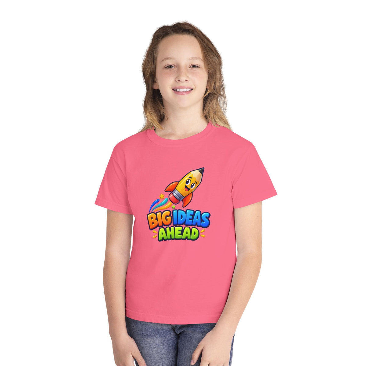 🚀 Big Ideas Ahead Rocket Pencil Kids Tee