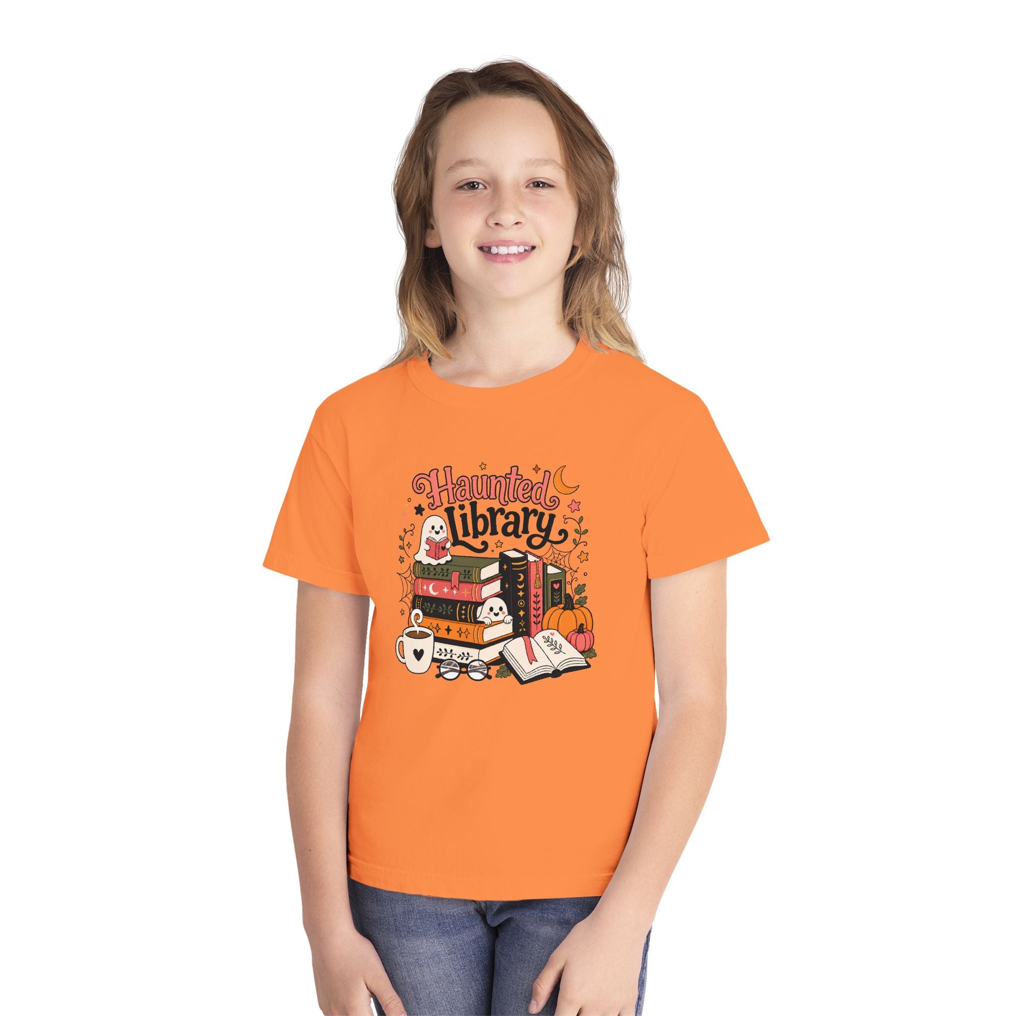 Haunted Library Youth Retro Tee 🎃📚