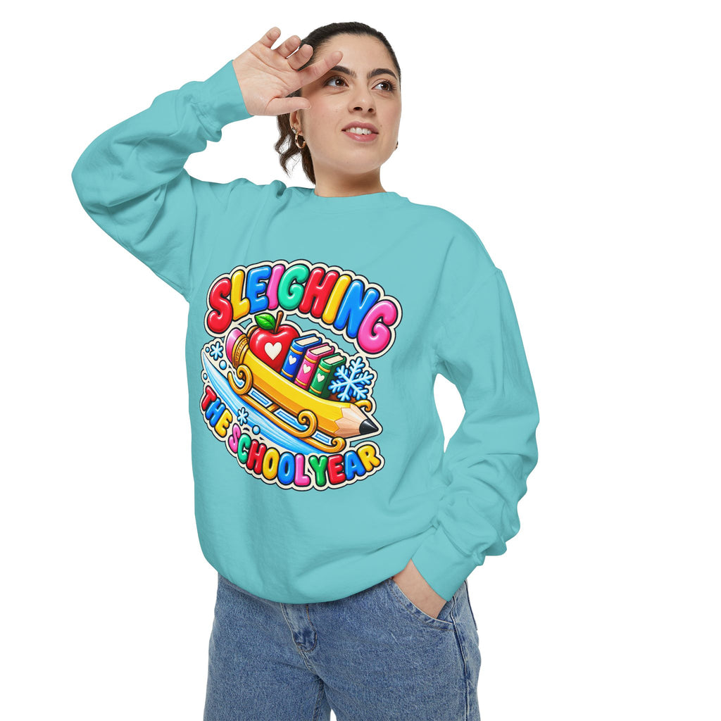 Sleighing the School Year Christmas Sweatshirt 📚🍎❄️