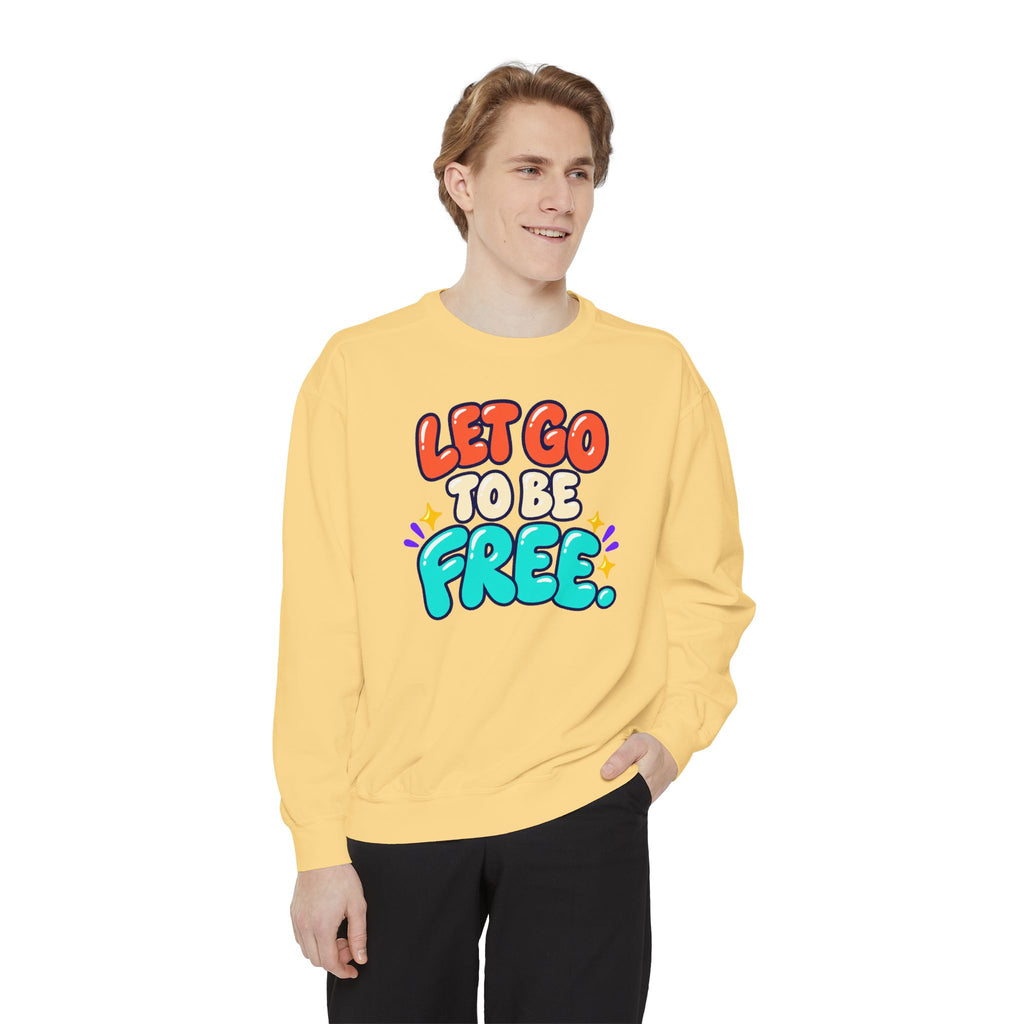 Let Go to Be Free Relaxed-Fit Sweatshirt — Lavender & Gray