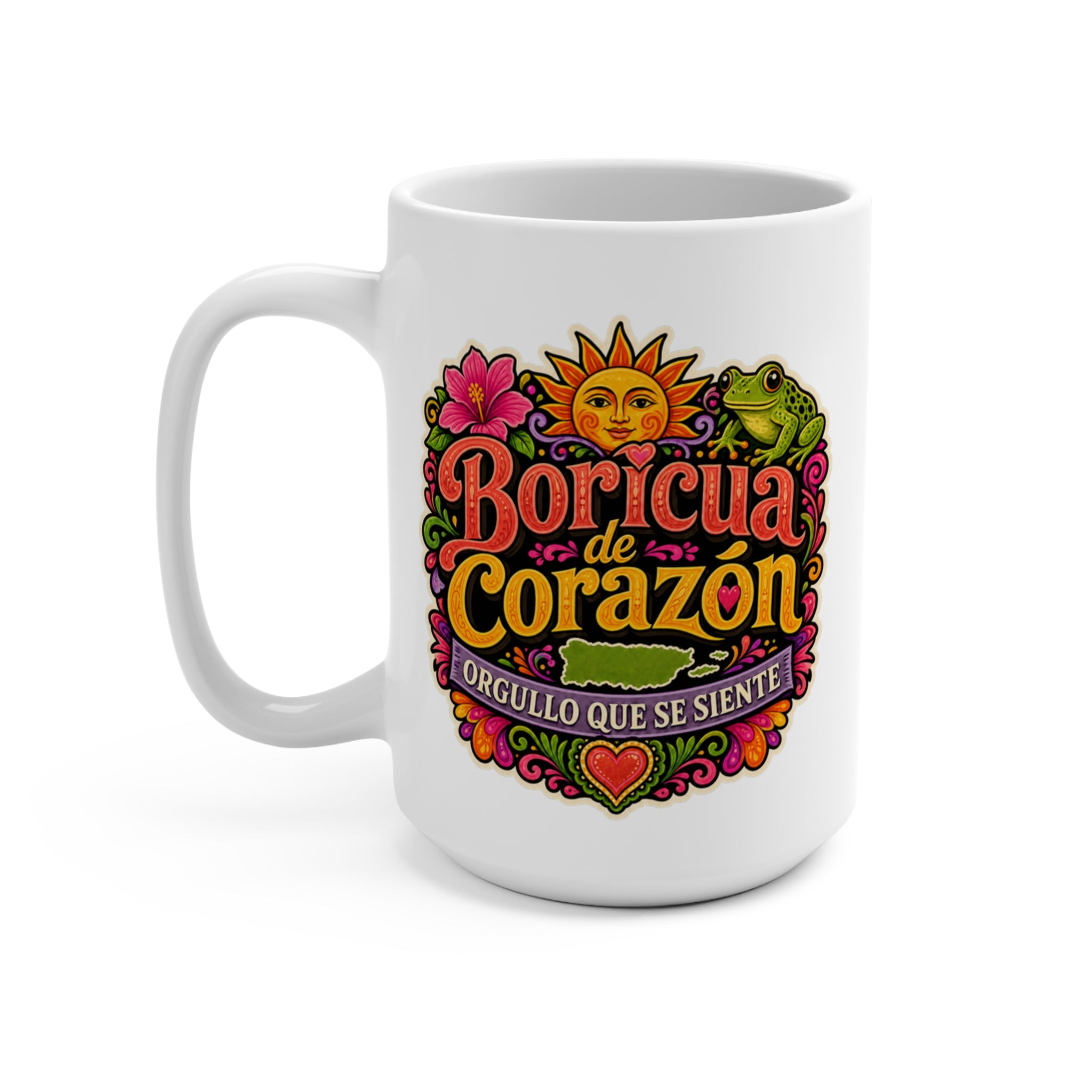 Boricua de Corazón Mug - Puerto Rican Pride Coffee Cup - Boricua Heritage Gift for Puerto Ricans, Families and Culture Lovers