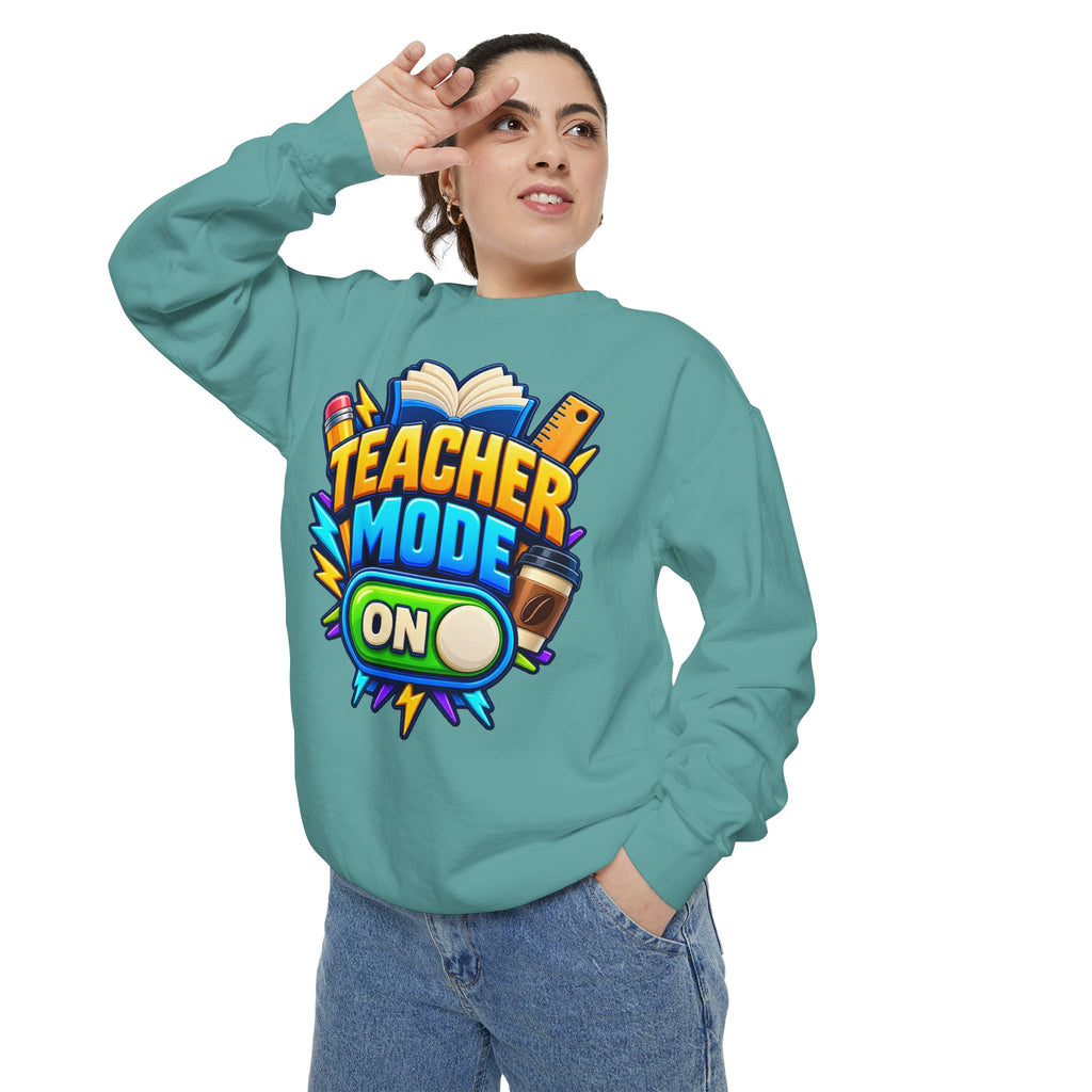 Teacher Mode On Sweatshirt 📚☕ | Funny Teacher Crewneck