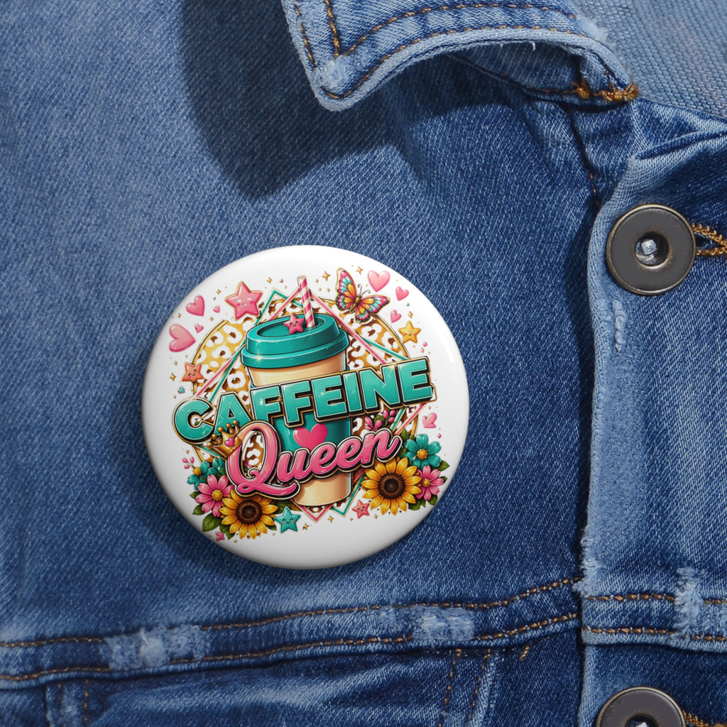 Caffeine Queen – Leopard and Floral Crown Pin