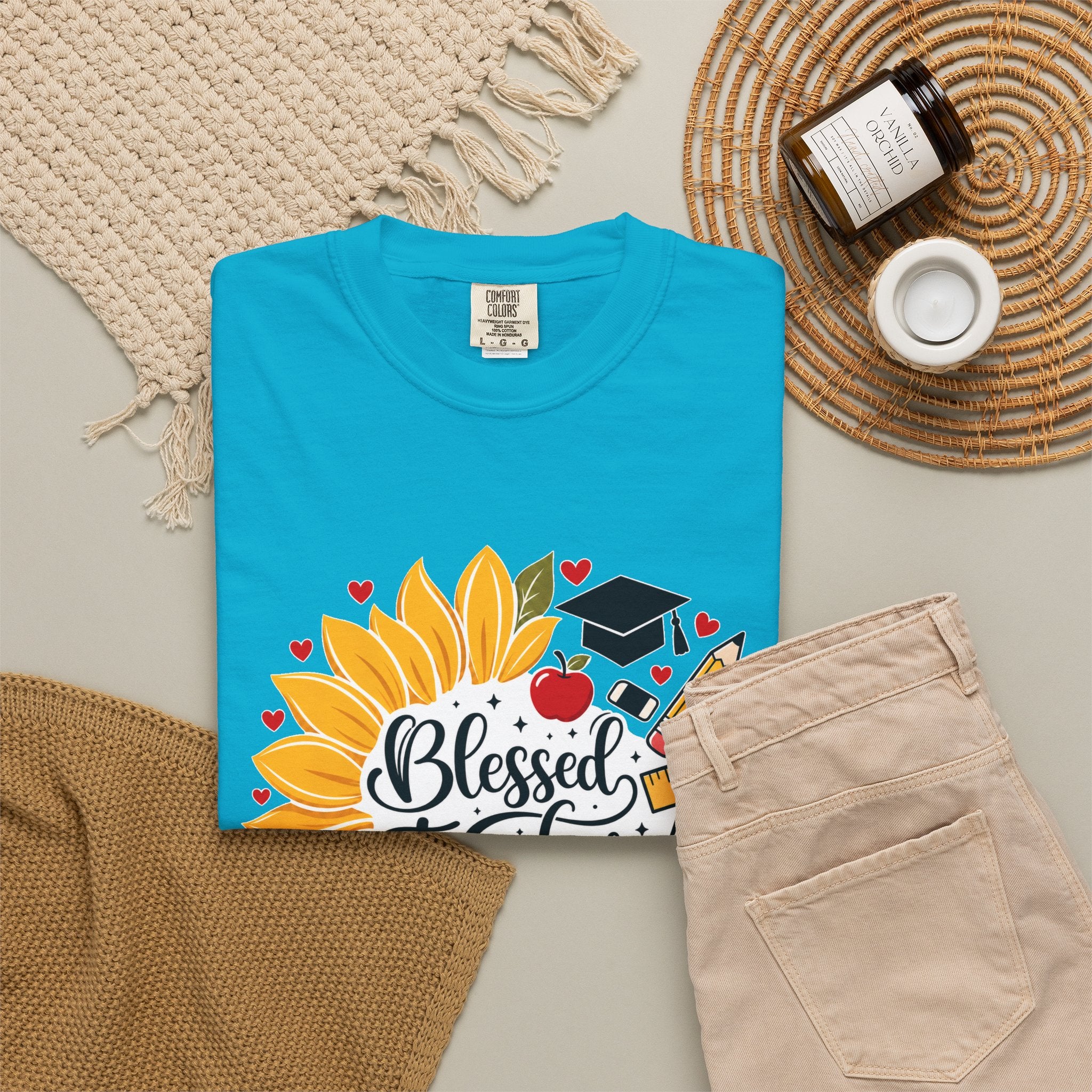 Blessed Teacher Heavyweight Tee 🌻📚✏️